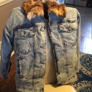 BRAND NEW! urban outfitter jean fur jacket